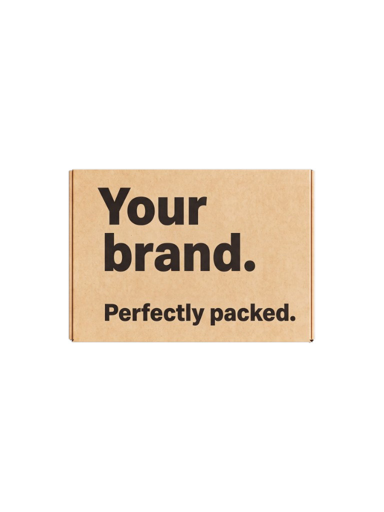 Custom printed kraft mailer box, front view